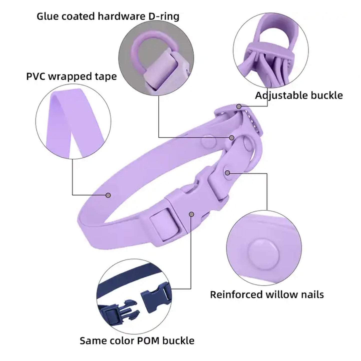 Klean Gypsy Adjustable Dog Collar - Purple Plush
