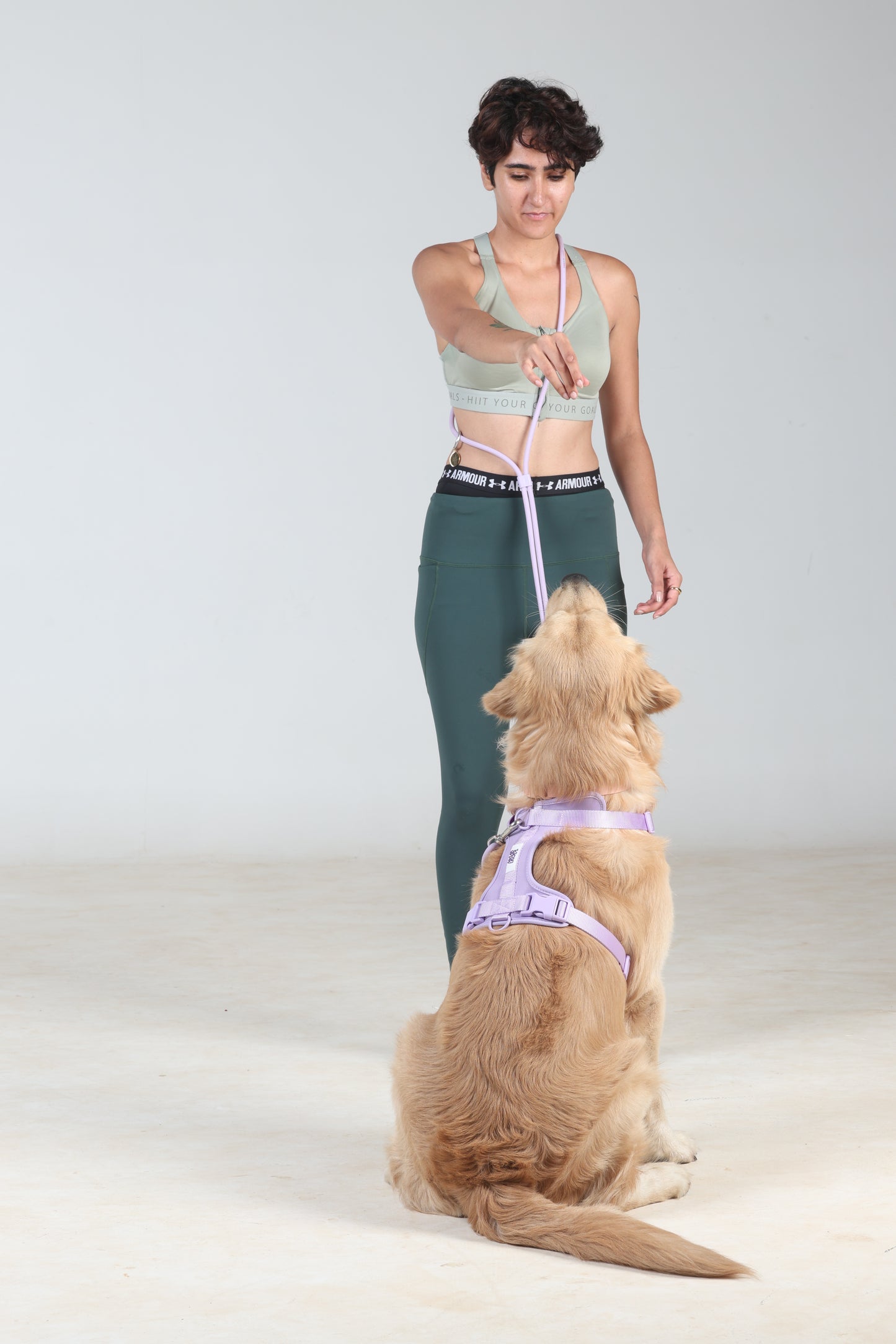 Klean Gypsy 8-in-1 Multipurpose Hands-Free Dog Leash - Stylish, Durable & Waterproof - Purple Plush