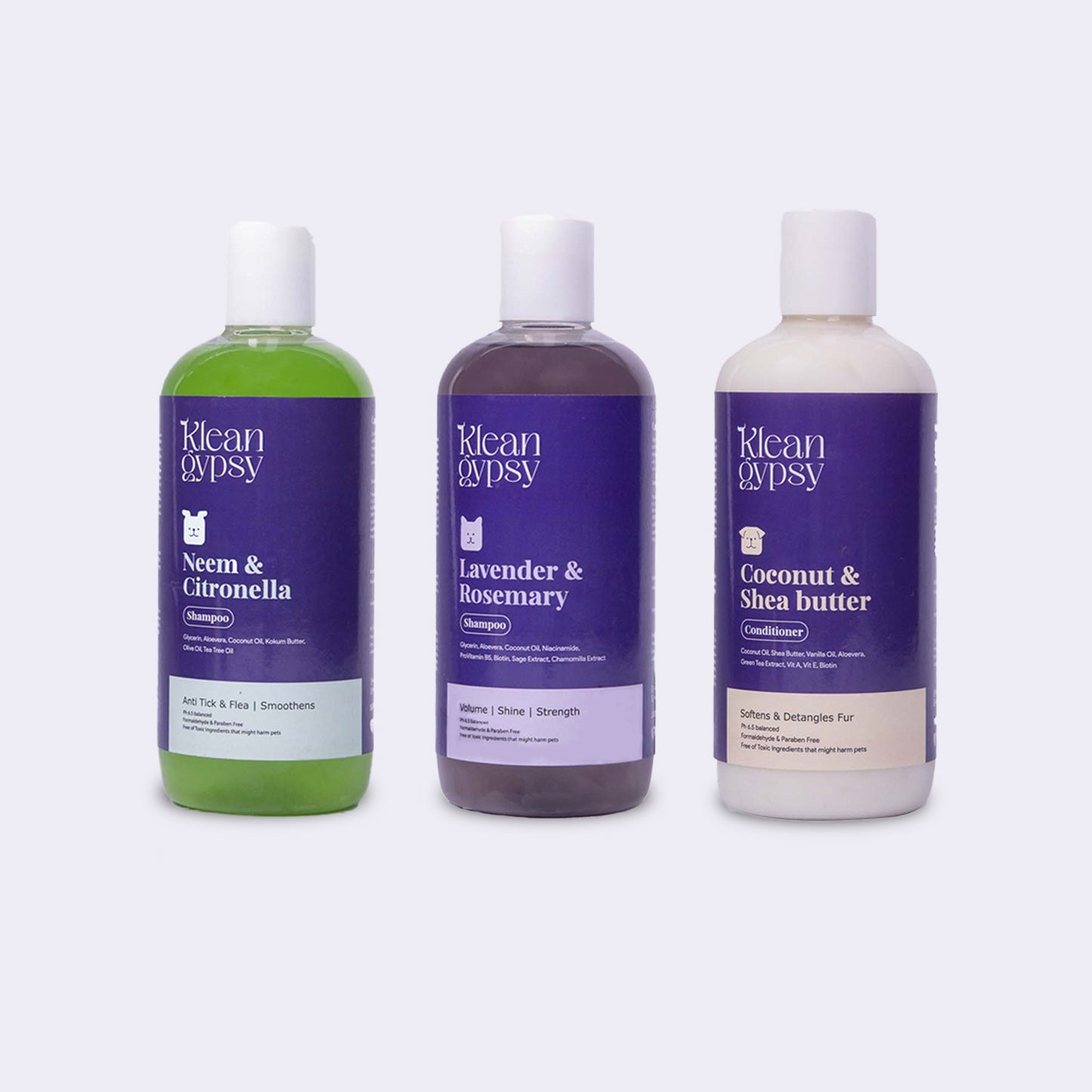 Neem & Citronella Shampoo + Lavender & Rosemary Shampoo + Coconut & Shea Butter Conditioner Combo Pack 300 ml each