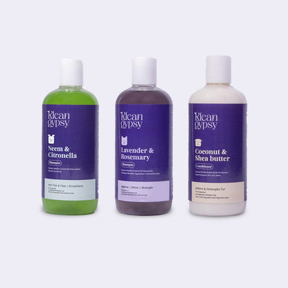Neem & Citronella Shampoo + Lavender & Rosemary Shampoo + Coconut & Shea Butter Conditioner Combo Pack 300 ml each