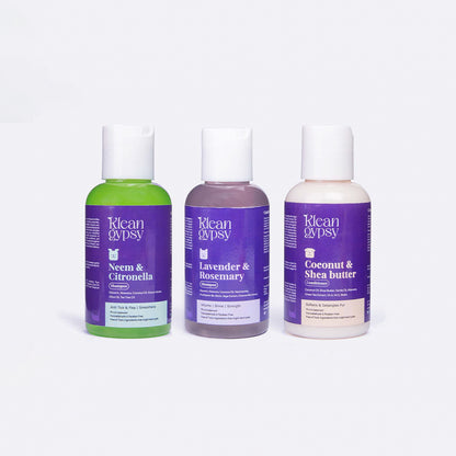 Neem & Citronella Shampoo + Lavender & Rosemary Shampoo + Coconut & Shea Butter Conditioner Combo Pack 120 ml each