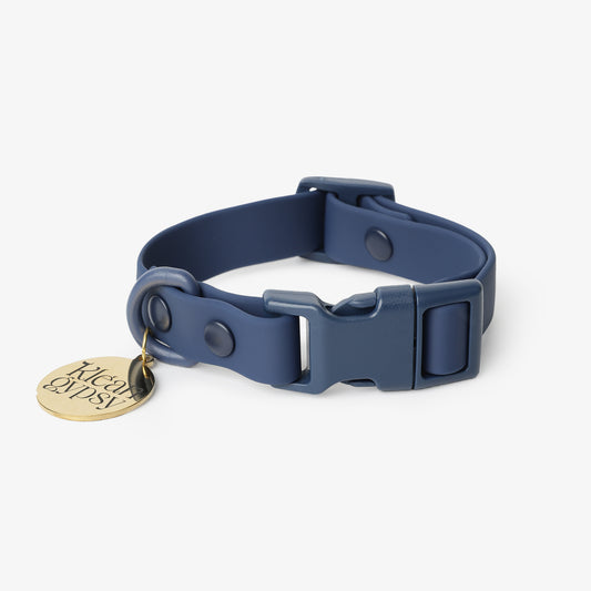 Navy Dog Collar waterproof, stainproof, sturdy, long lasting name Naughty Navy